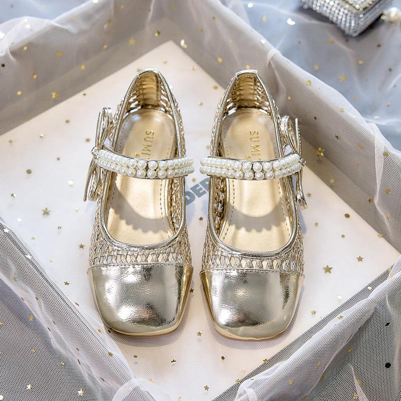 2026 New Little Girl Leather Shoes with Dress Soft Sole Children's Crystal Shoes Single Shoes
