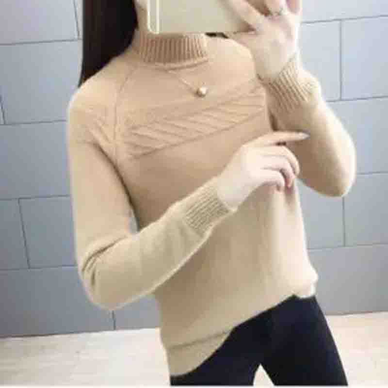Half Turtleneck Sweater Women Padded Pullover Short Loose Knit Sweater Autumn and Winter Bottoming Shirt