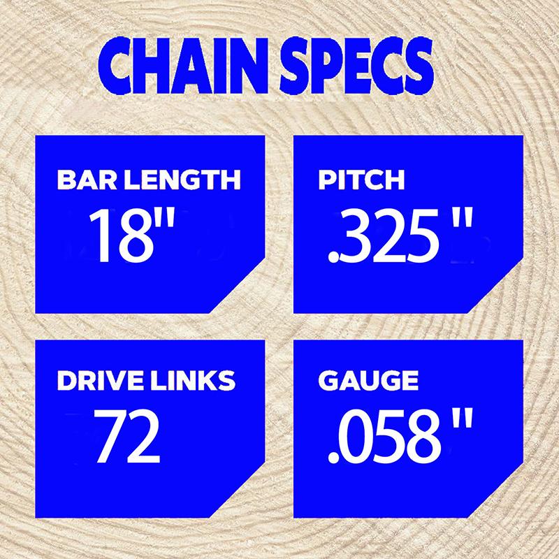 1/2/3/4 Pcs 18 Inch Chainsaw 72 Drive Link 36 Cutter 0.325" Pitch .058" Gauge Replacement Part for Electric Saw Wood Cutting Garden Tool