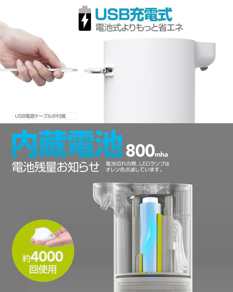 Umimile Soap Dispenser, Automatic Foaming Hand Soap, Refillable, 300ml, Wall-Mounted, Two-Level Flow Adjustment, Rechargeable, Waterproof, for Hand So