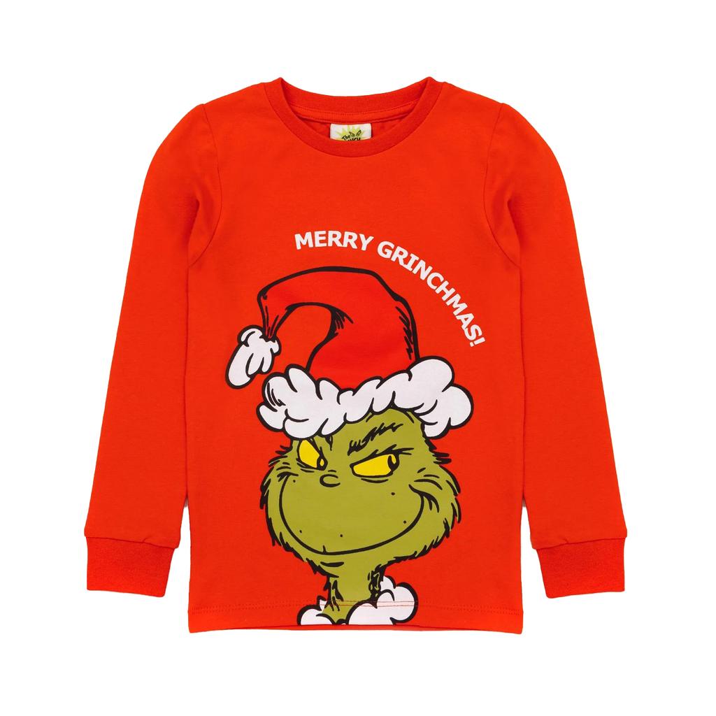THE GRINCH Childrens/Kids Long Leg Long-Sleeved Christmas Pajamas Set