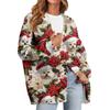 Women's Fashion Long Sleeve Christmas Print V-Neck Button Loose Cardigan Top