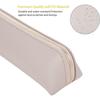 Slim PU Leather Pencil Case with Golden-Tone Metallic Zipper - Khaki School Supply Organizer, Large Capacity Pocket Book for, s, Office & College