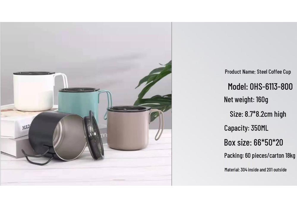 304 Stainless Steel Insulated Coffee Mug with Handle for Men, Women, Students, and Office Use