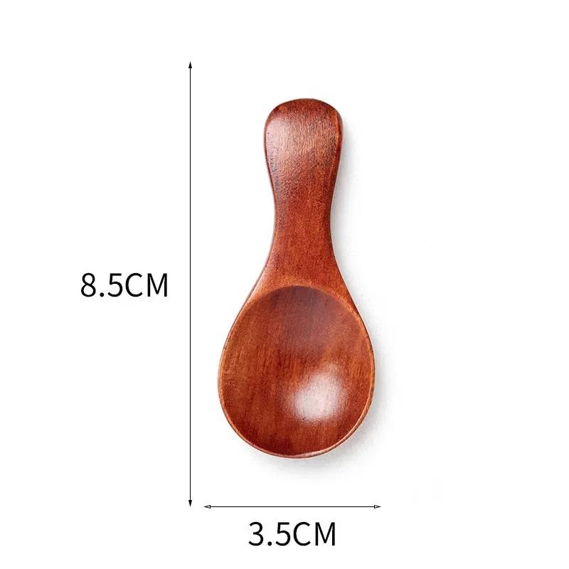 Mini Wooden Spoons Small Kitchen Spice Condiment Spoon Sugar Tea Coffee Scoop Short Handle Wood Kids Spoon Kitchen Gadgets 2PCS