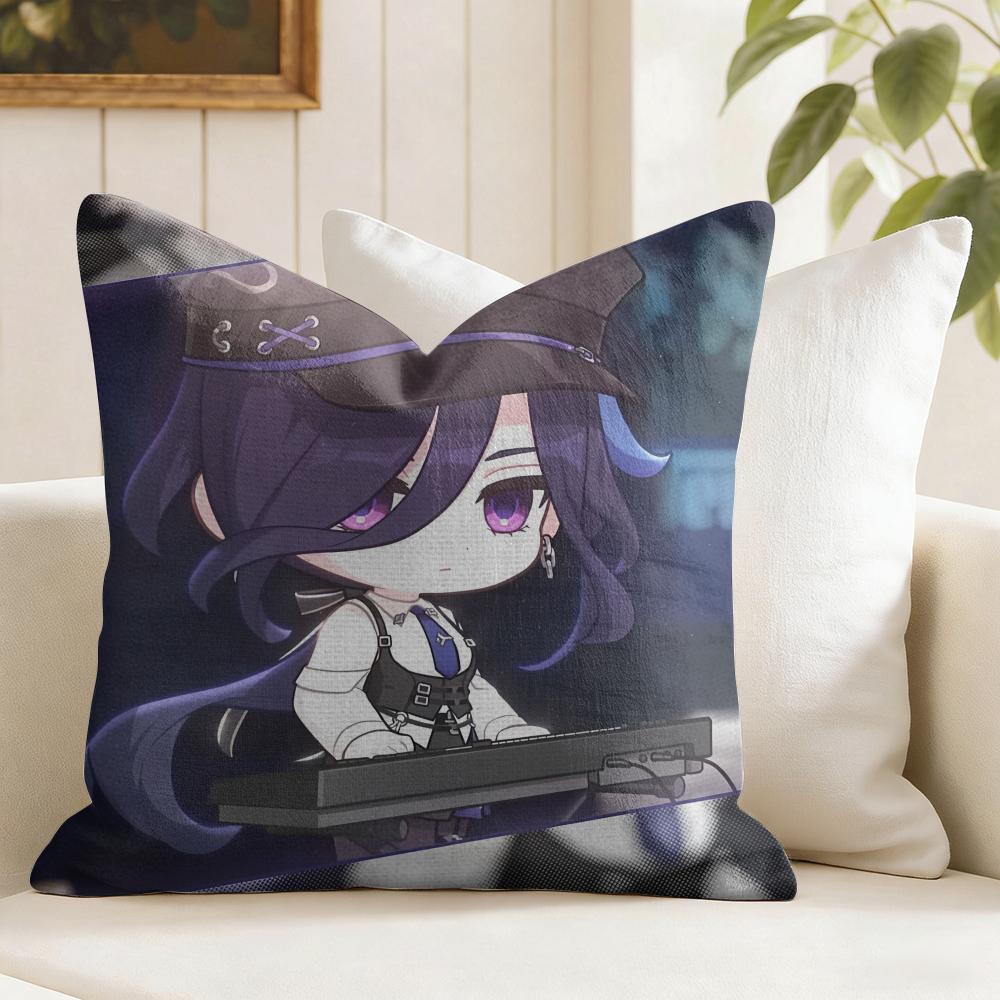 Game Genshin Impact Clorinde Cushion Cover Natural Linen Double Sided Print  Throw Pillow Case for Sofa Couch Home Decor