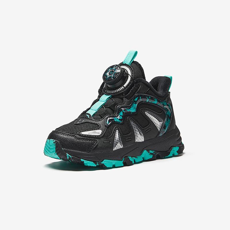 Anta Kids Trendy Fashion Thickened Warm Non-Slip Low-Top Casual Shoes Kids Casual Shoes Black Green A12449940-5