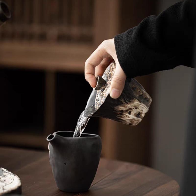 200ml Handmade Embossed Lotus Ceramic Tea TureeWabi Sabi Style Bowl Cover Coarse Ceramic Tea Set Bowl Cover Kung Fu Tea Set Gift