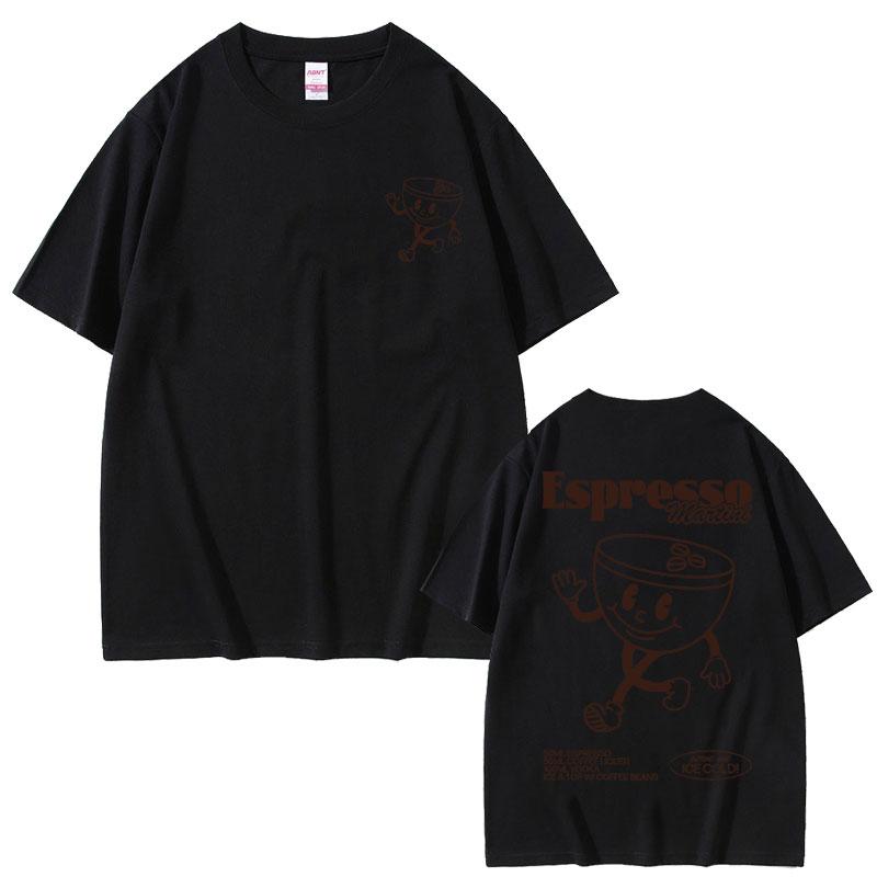 2025 Summer Funny Espresso Martini Cocktail Graphic Tshirt Mens Retro Cartoon Oversized Tshirt Casual Loose Cotton Tshirt S
