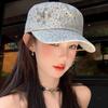 Y2k Star Rivet Peaked Cap Cotton Retro Baseball Cap Casual Rivet Flat Top Hat  Girl