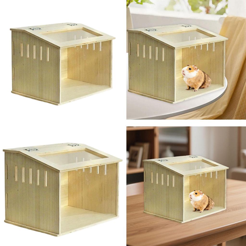 Wooden Hamster Cage with Ventilation Window Small Animal Habitat Brooder Box for Guinea Pig Chick Birds