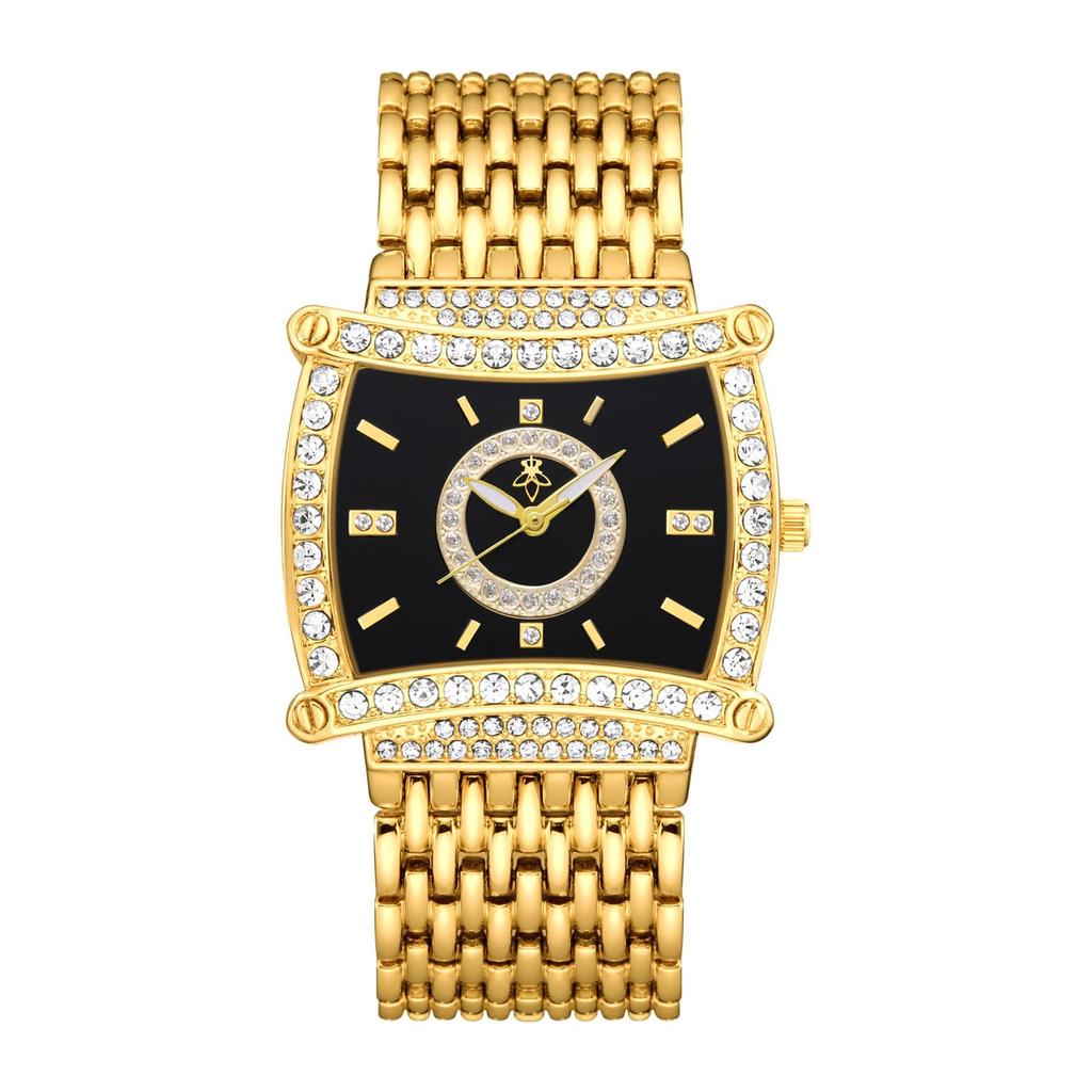 Yalalusi Luxury Gold Diamond Square Disc Women'S Watch Diamond Chain Band Light Luxury Quartz Women'S Watch