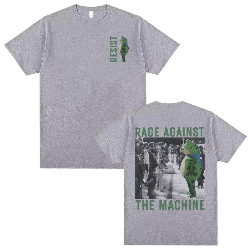 Rage Against The Machine Portland Frog T Shirt Funny Meme Tshirts Men Women Summer Cotton Loose Short Sleeve Tshirt Streetwear