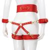 Bundle set includes waist belt, wrist and thigh covers, cross buckle, adult game restraint device, handcuffs, leg covers, and sex toys