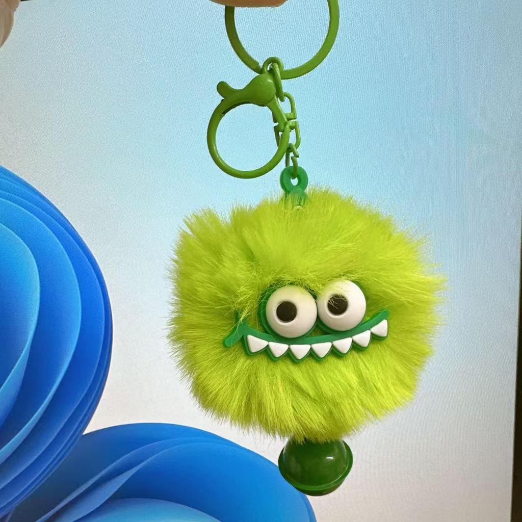 Brelok Mały Potwór Dinozaur: Uroczy Pluszowy Królik Rex z Futra z Dzwoneczkiem - Akcesorium do Torebki i Telefonu