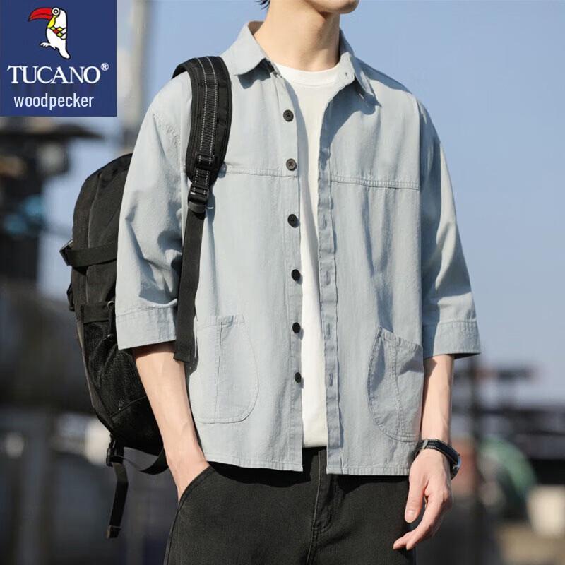 TUCANO Men s Pure Cotton Short Sleeve Casual Shirt M