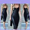 Modisches Damen Pu-Leder Bandage Bodycon Ärmelloses Minikleid Für Club- Und Partyveranstaltungen