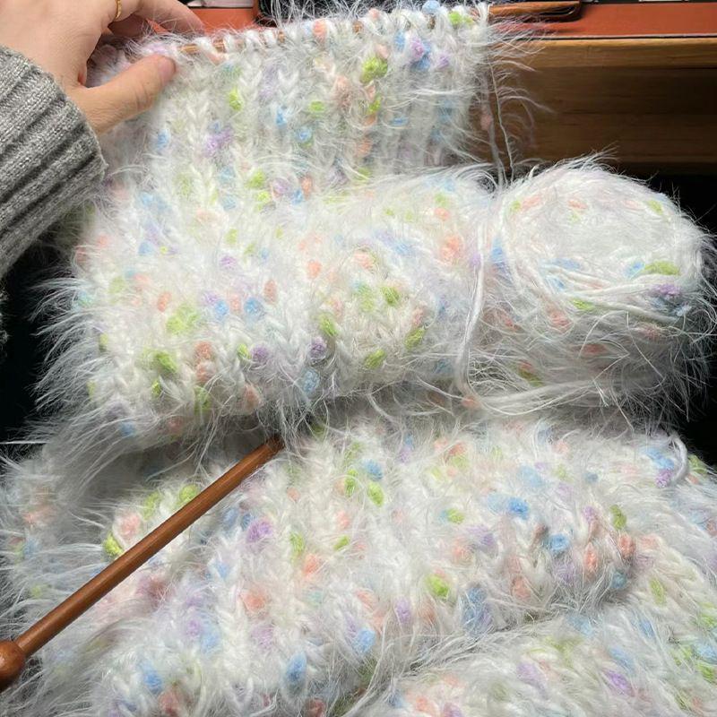 Rainbow Gradient Mohair Yarn Kit - Medium Thickness, Ideal for Hand-knitting Scarves