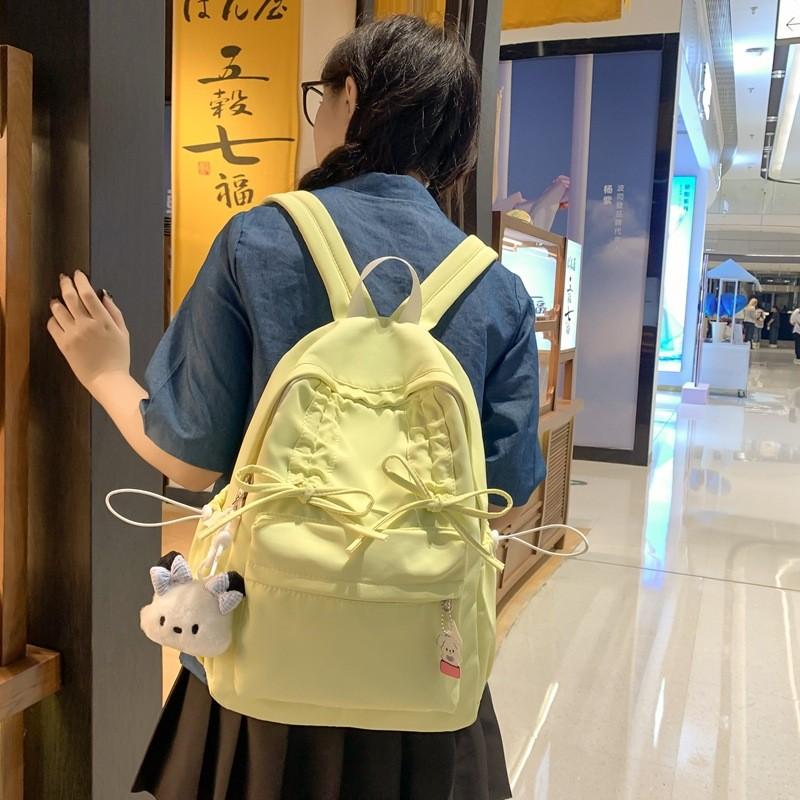 Girls Mini Backpack Nylon Drawstring With Bow For School And Travel