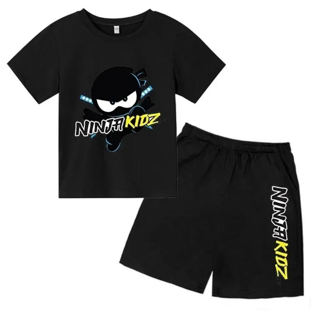 

2025 Summer New Short sleeved T-shirt Set Shorts Children s Clothing 3D Digital Printing Cartoon Boys Fashion Girls Breathable 13-14Y