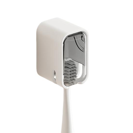 Elektrischer Zahnbürstenhalter Wandmontiert Staubdicht Transparente Klappabdeckung Kein Bohren Starker Klebstoff Feuchtigkeitsbeständig Wasserdicht Zahnbürsten-Organizer