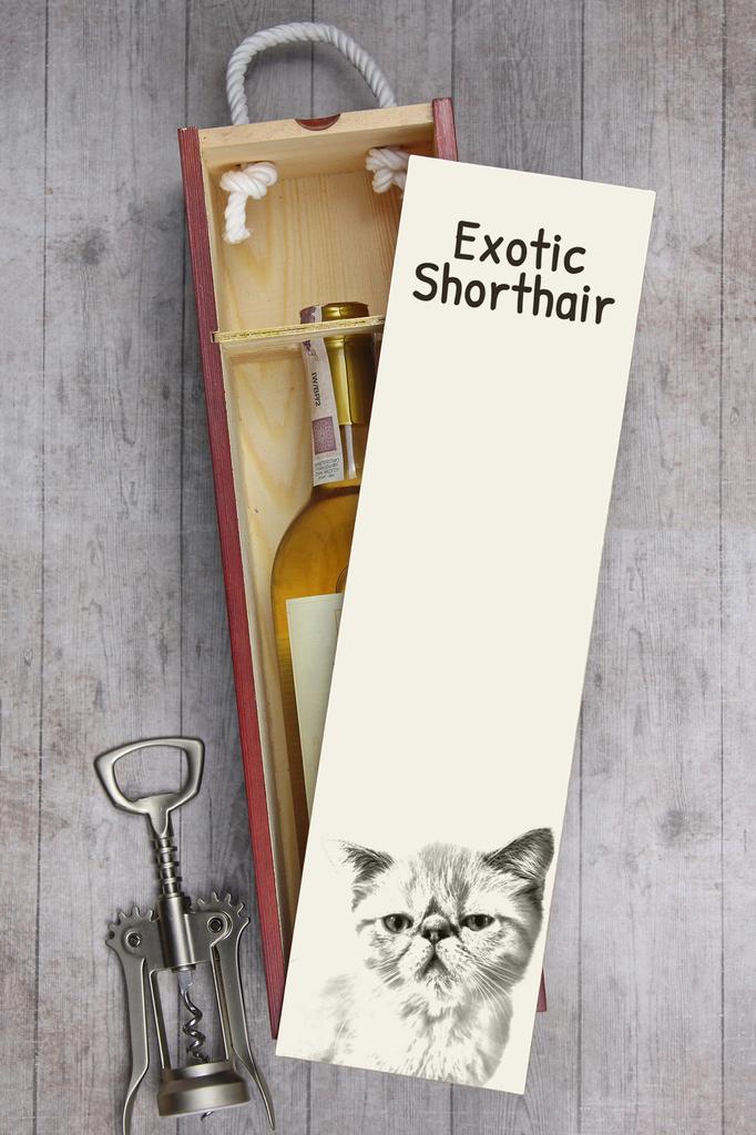 Exotic Shorthair - Wine Box with a Cat, Alcohol Box with Graphics, Personalized Gift Box from the Art-Dog Brand