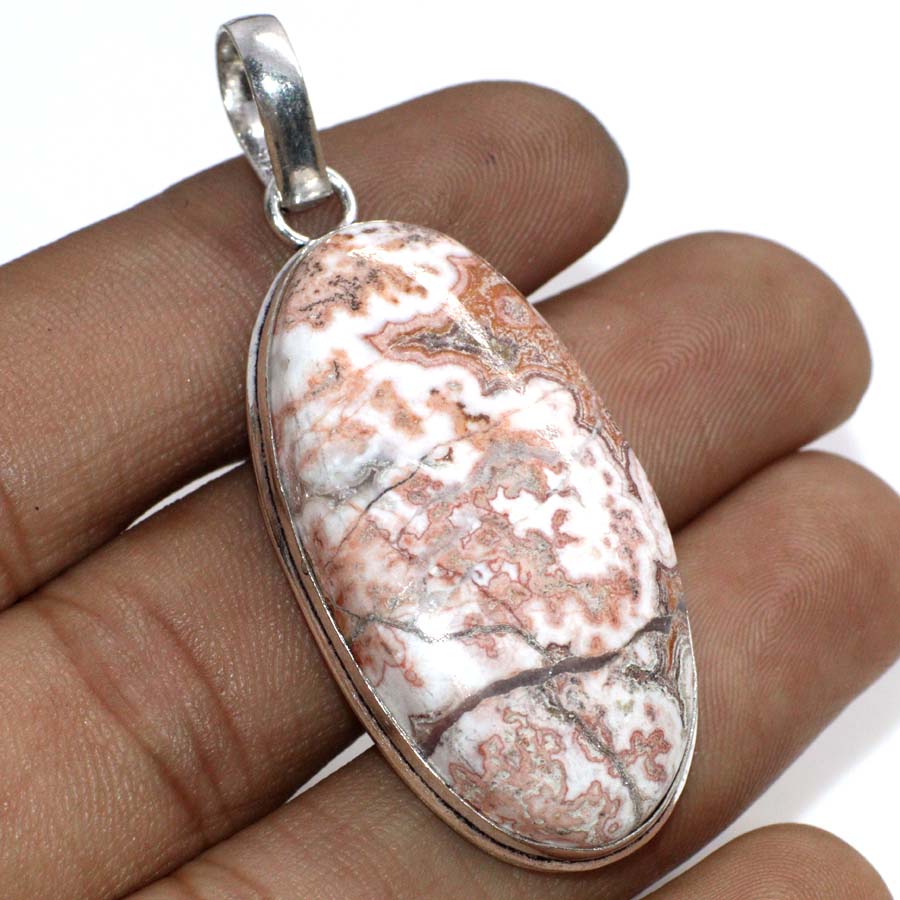 Mexican Laguna Lace 925 Silver Plated Pendant 2.1" Unique Jewelry c0M78