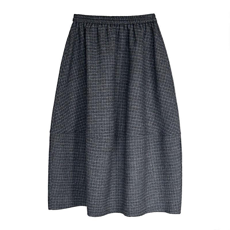 JuZhi Retro Plaid High-Waist Slimming Skirt for Women - Winter Collection