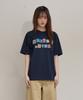 WAIKEI Mellow Dream Check Letter Short Sleeve T-Shirt Navy