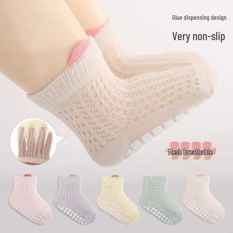 Baby Non-Slip Mesh Socks - Breathable Cotton Summer & Spring Toddler Short Socks