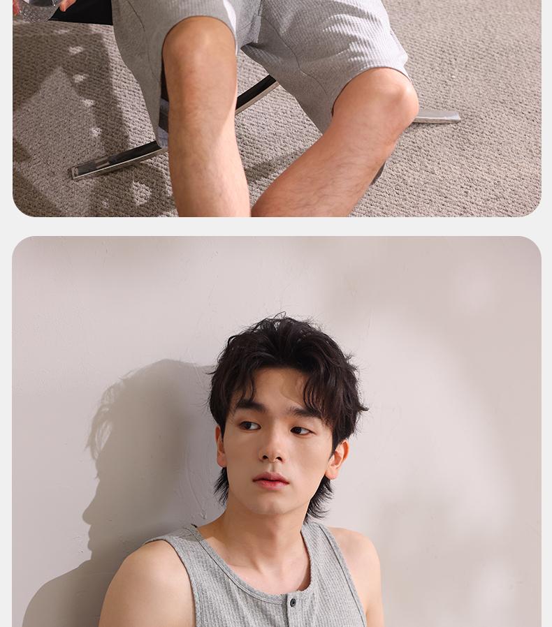 Xuan Liang Men's Sleepwear Summer Thin Cotton Tank Top Sleeveless Shorts Set Large Size Waffle Cool Home Clothes