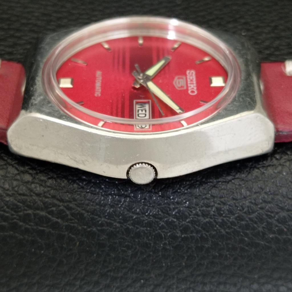 AUTOMATIC 6309A VINTAGE SEIKO 5 JAPAN MENS RED COLOR DIAL WATCH A701465-5 R206b-a701465