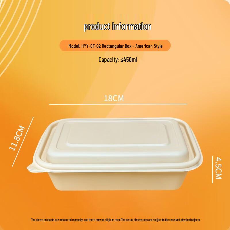 Biodegradable Corn Starch Rectangular Takeaway Lunch Box with Lid