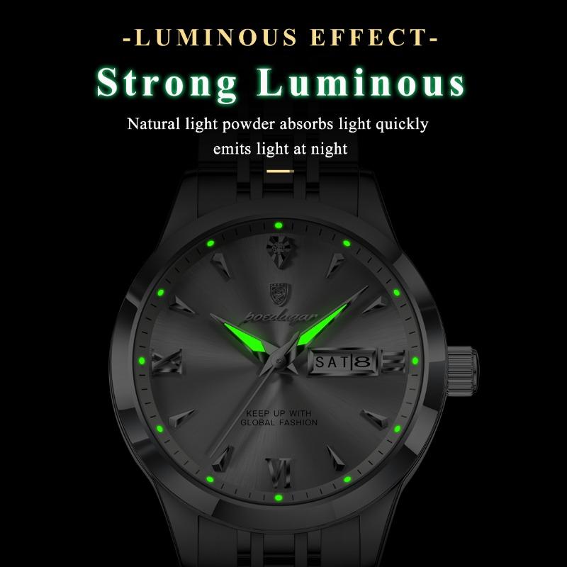 POEDAGAR Original Watch for Woman Waterproof Luminous Date Week Ladies Watch Stainless Steel Quartz Watches Female
