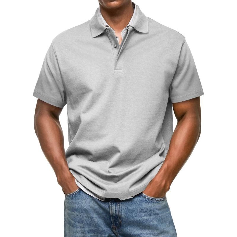 Mens Casual Solid Color Short Sleeve Polo Shirt