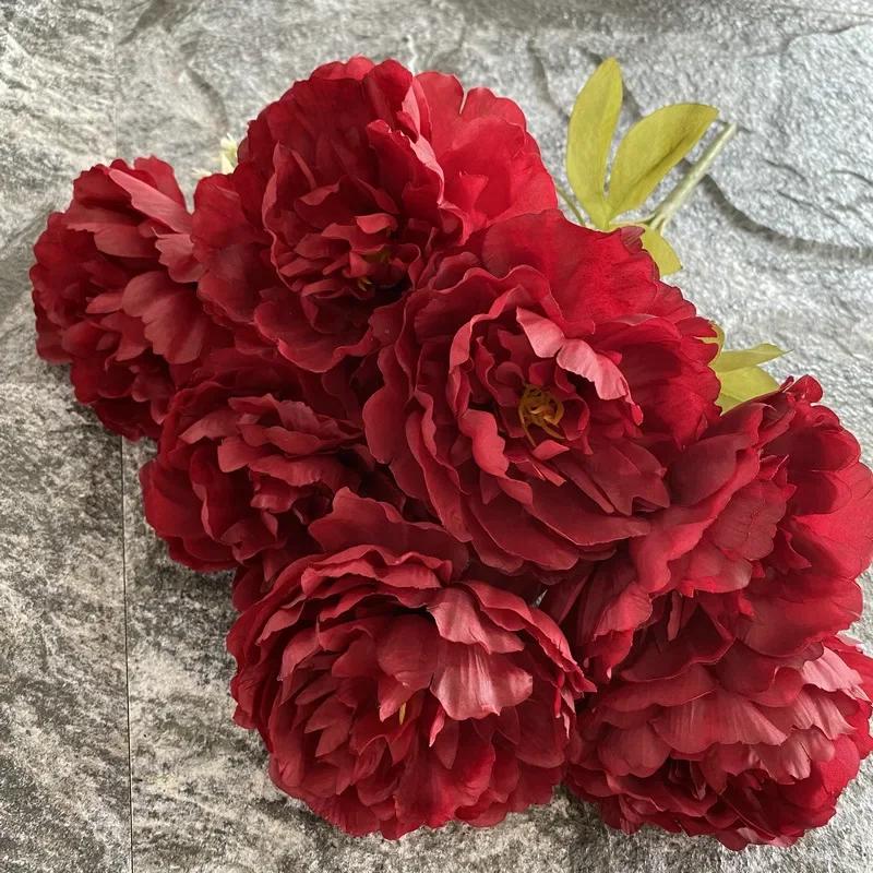 Simulation Seven Peony Silk Flowers Bouquet Home Living Room Table Decoration Wedding Decoration Artificial Flowers Fake Flower