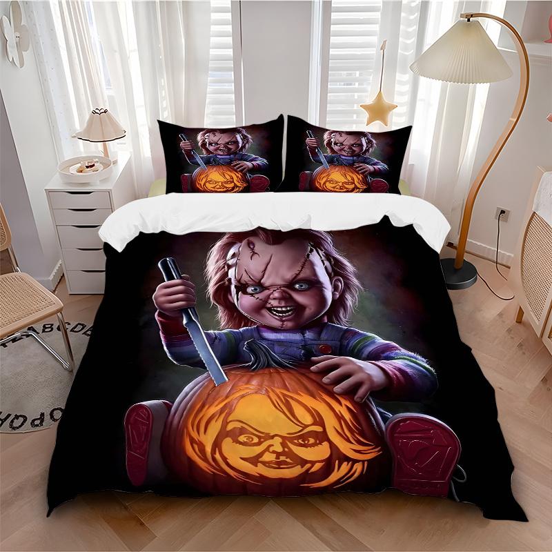 

3pcs Chucky Pumpkin Carving Kit with Knife, Halloween Decoration Set for Home Decor, Includes One Quilt Cover and Two Pillowcases (No Core) 135x200cm