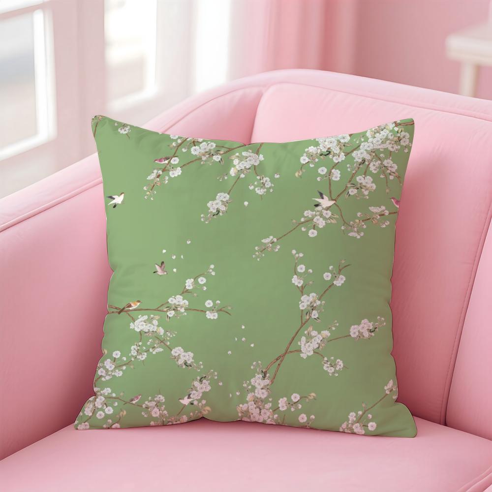 Chinese floral patterns Cushion Cover Pillow Case Soft Friendly Fabric  Concealed Zipper