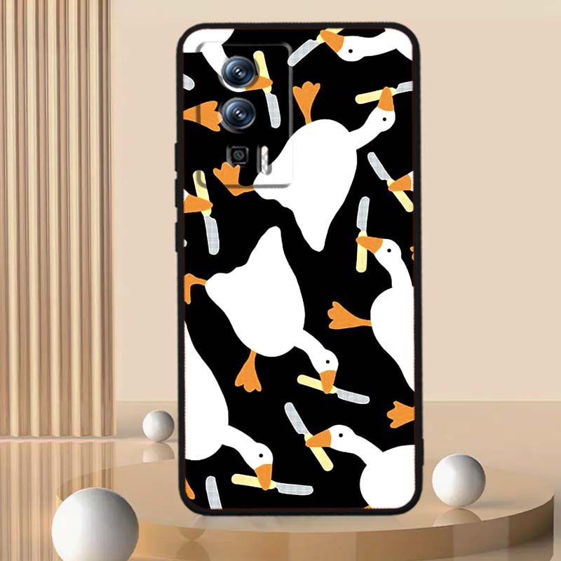 Cartoon Anime Duck Pattern Phone Case For Xiaomi Redmi 12 13C 12C 13 10C 9T A2 9A 9C 7A Note 10S 8T 10 9 8 Pro 4G 5G Black