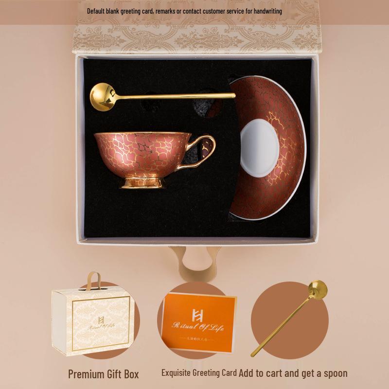 Vergoldetes Premium Knochenporzellan Kaffeetasse & Untertasse - Retro, Exquisit, Hochwertiges Geschenkset für den Hausgebrauch