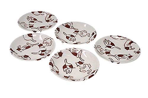 

Set of 5 Cat 8cm Small Plate Cat Pottery Made in Japan Mino Ware Cat ACS WEB SHOP Purrling Cat