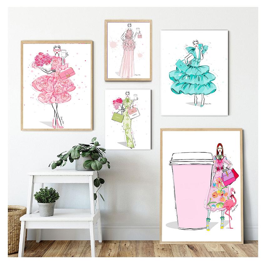 buy-friday-shopping-and-coffee-poster-and-print-wall-art-picture-modern-girl-room-decoration-fashion-woman-dress-canvas-painting-at-affordable-prices-free-shipping-real-reviews-with-photos-joom