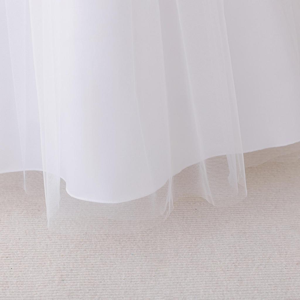 Παιδικό Βραδινό Πριγκιπικό Φόρεμα - Μακρυμάνικο, Στρογγυλή Λαιμόκοψη, Πλισέ Σχέδιο με Απλικέ Διχτυωτό