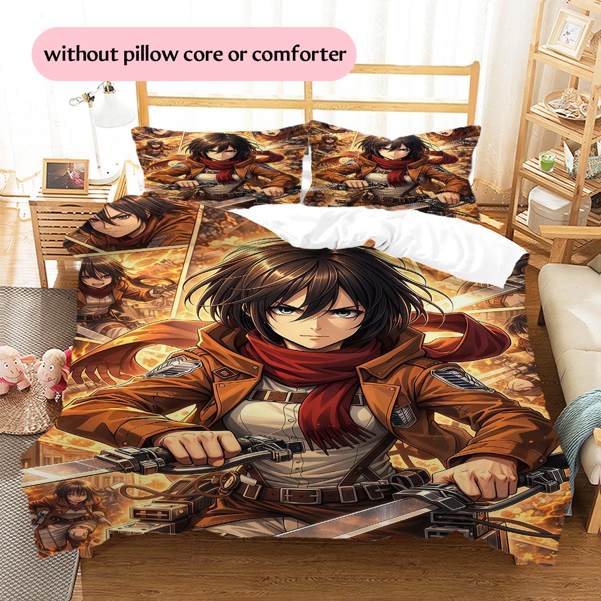 

Mikasa AckermanPattern Bedding Quilt Set Home Decoration Gift (1 * duvet cover + 2 * pillowcase without core) 135x200cm