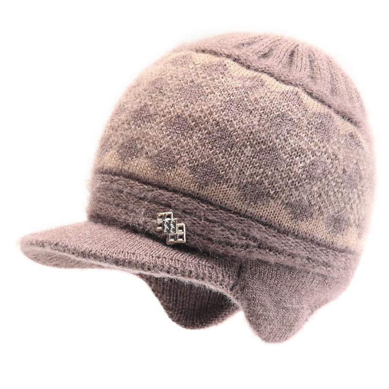 Winter Hat Women's Warm Hat Rabbit Hair Ear Protector Plush Thick Knitted Wool Hat