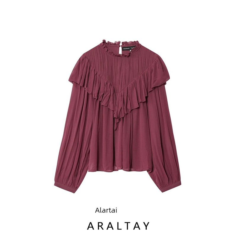 Araltay New Arrival Fashion Style Women's Fashion All-Match Casual Ruffles Decorative Chiffon Shirt 1304737