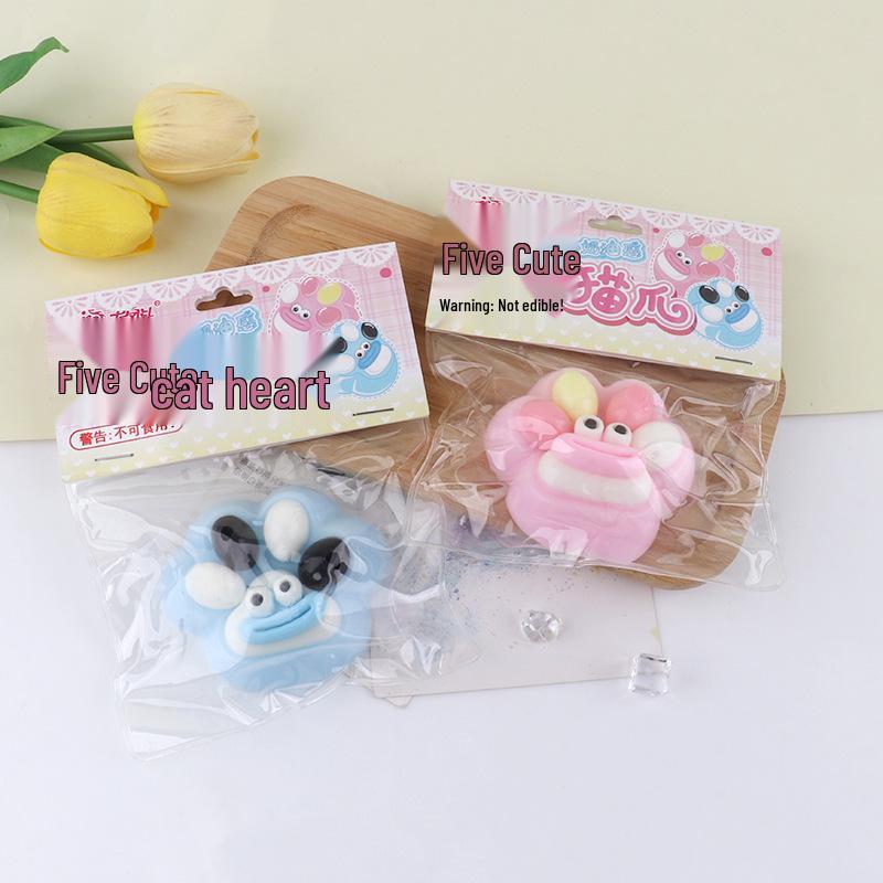 

Детская креативная игрушка-антистресс сквиши в виде кошачьей лапки со слаймом - Милый подарок-вентилятор