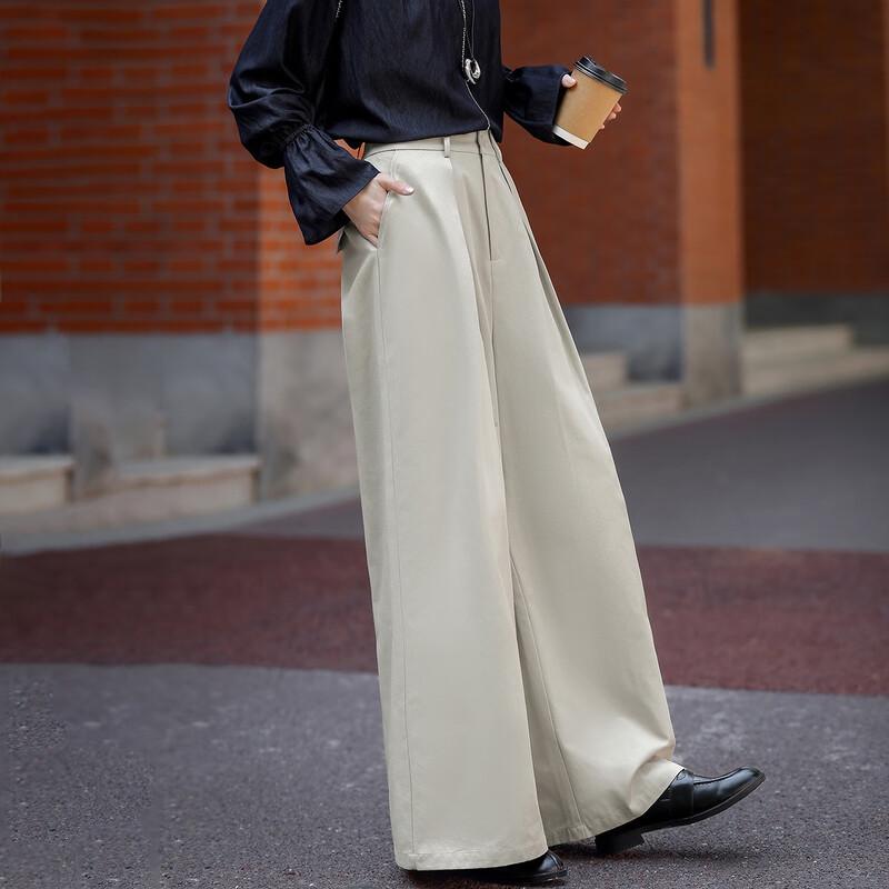 Demana Fall Cloud Cotton Pleated Wide-Leg Commuter Pants