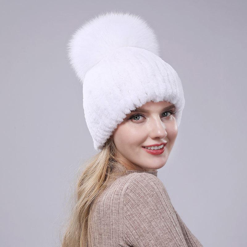Thick Woolen Warm and Fashionable Knitted Fur Hat