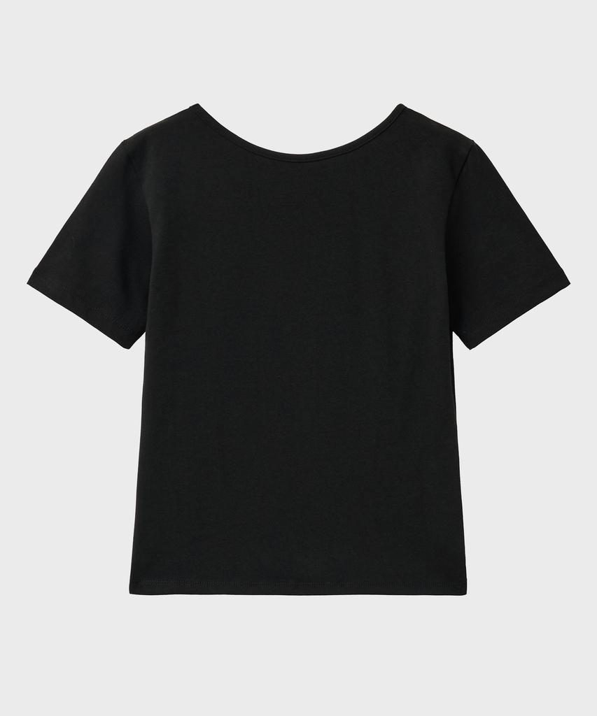NOIRER FOR WOMAN U-Neck Two-Way T-Shirt (Black)